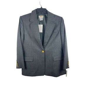 Talbots Gray Gold Details 100% Wool One Button Blazer 16P NWT MSRP $178